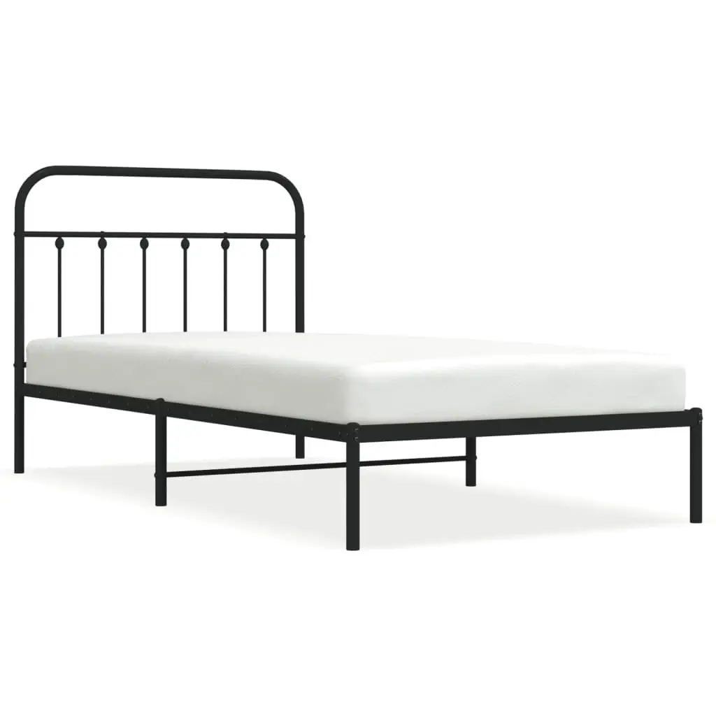 Metal Bed Frame King Single 107x203cm Black Steel Platform Bedroom