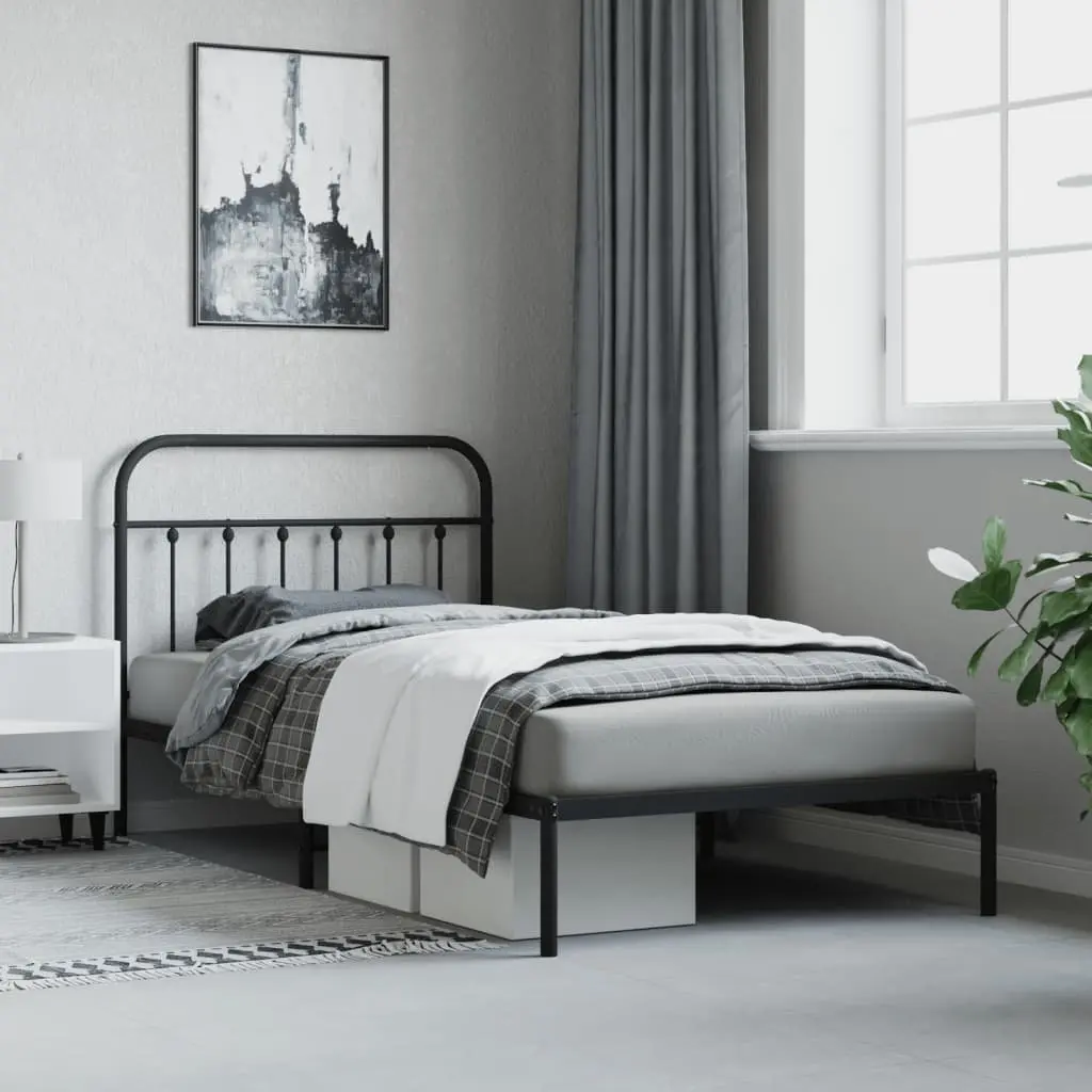 Metal Bed Frame King Single 107x203cm Black Steel Platform Bedroom