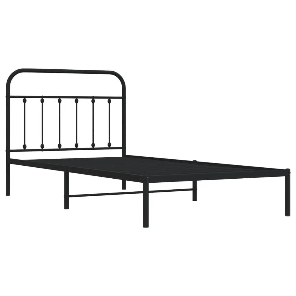 Metal Bed Frame King Single 107x203cm Black Steel Platform Bedroom