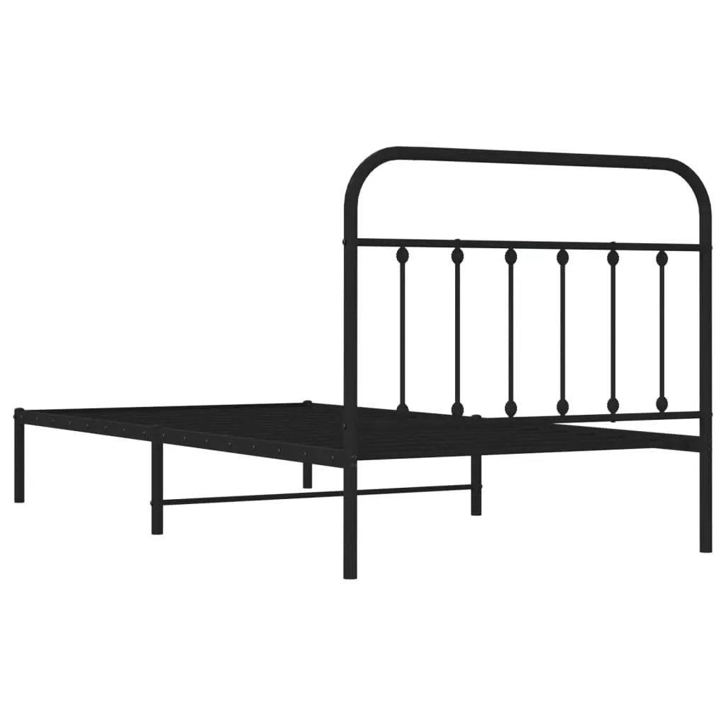 Metal Bed Frame King Single 107x203cm Black Steel Platform Bedroom
