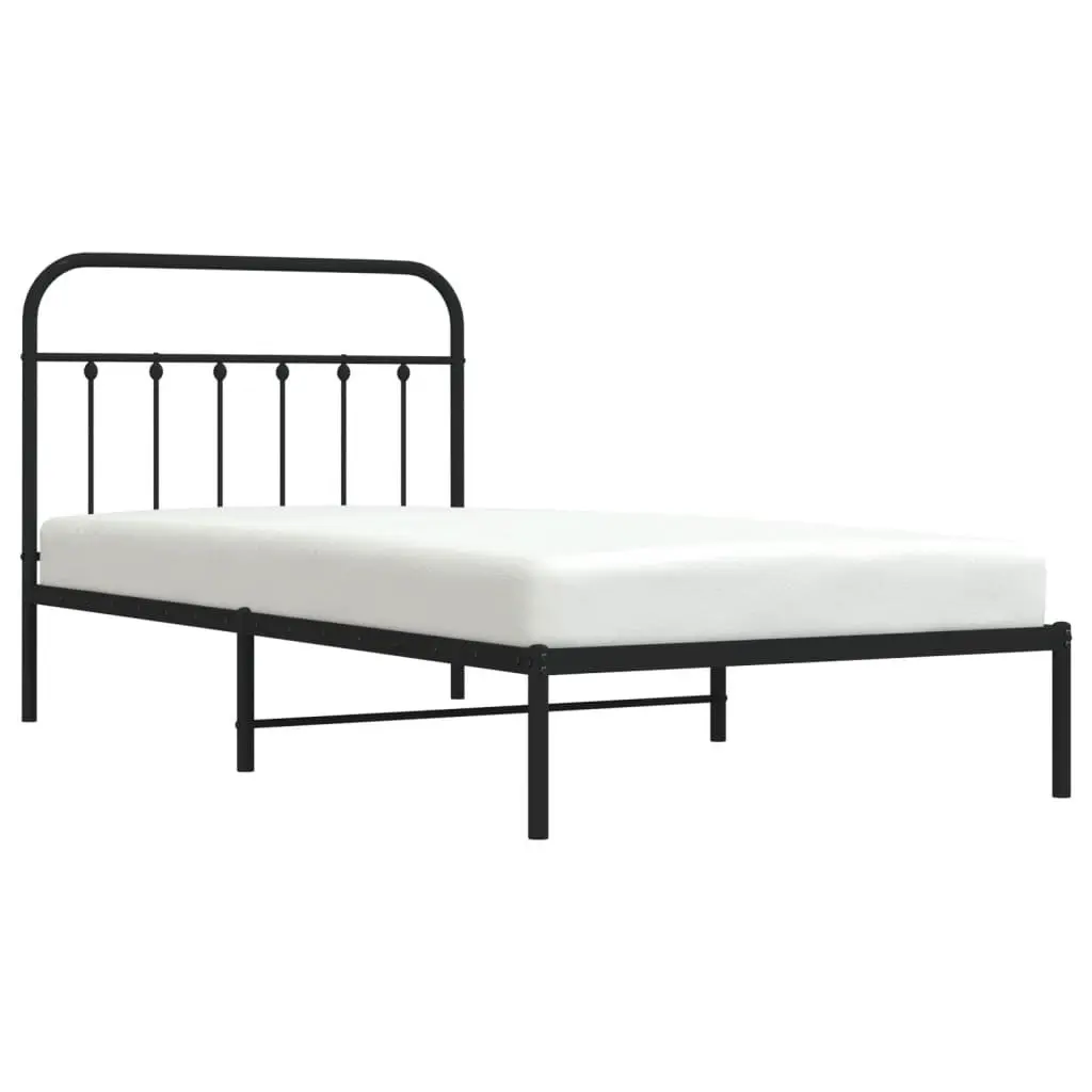 Metal Bed Frame King Single 107x203cm Black Steel Platform Bedroom