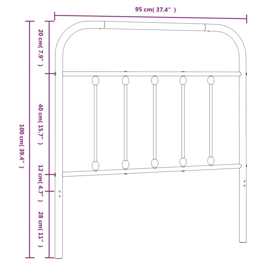 Metal Headboard Black 90cm Bed Frame Header Bedroom Furniture