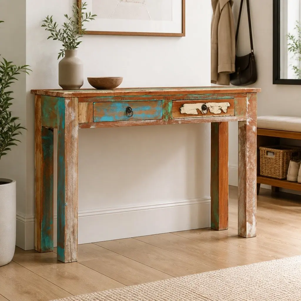Console Table Storage 110x30x75 cm Solid Reclaimed Wood Brown