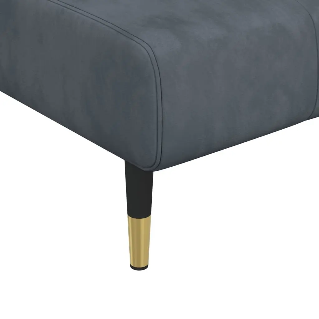 Grey Velvet Lounge Sofa with 3 Positions