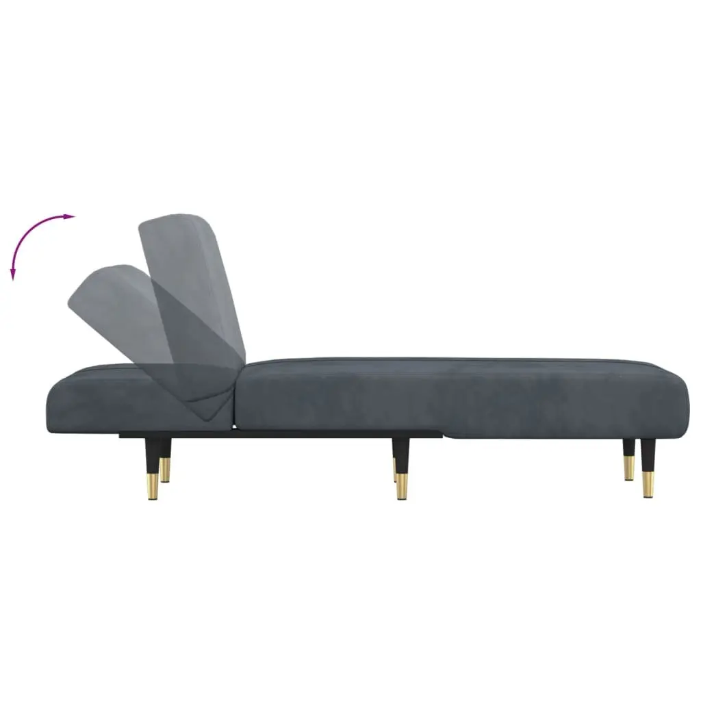 Grey Velvet Lounge Sofa with 3 Positions