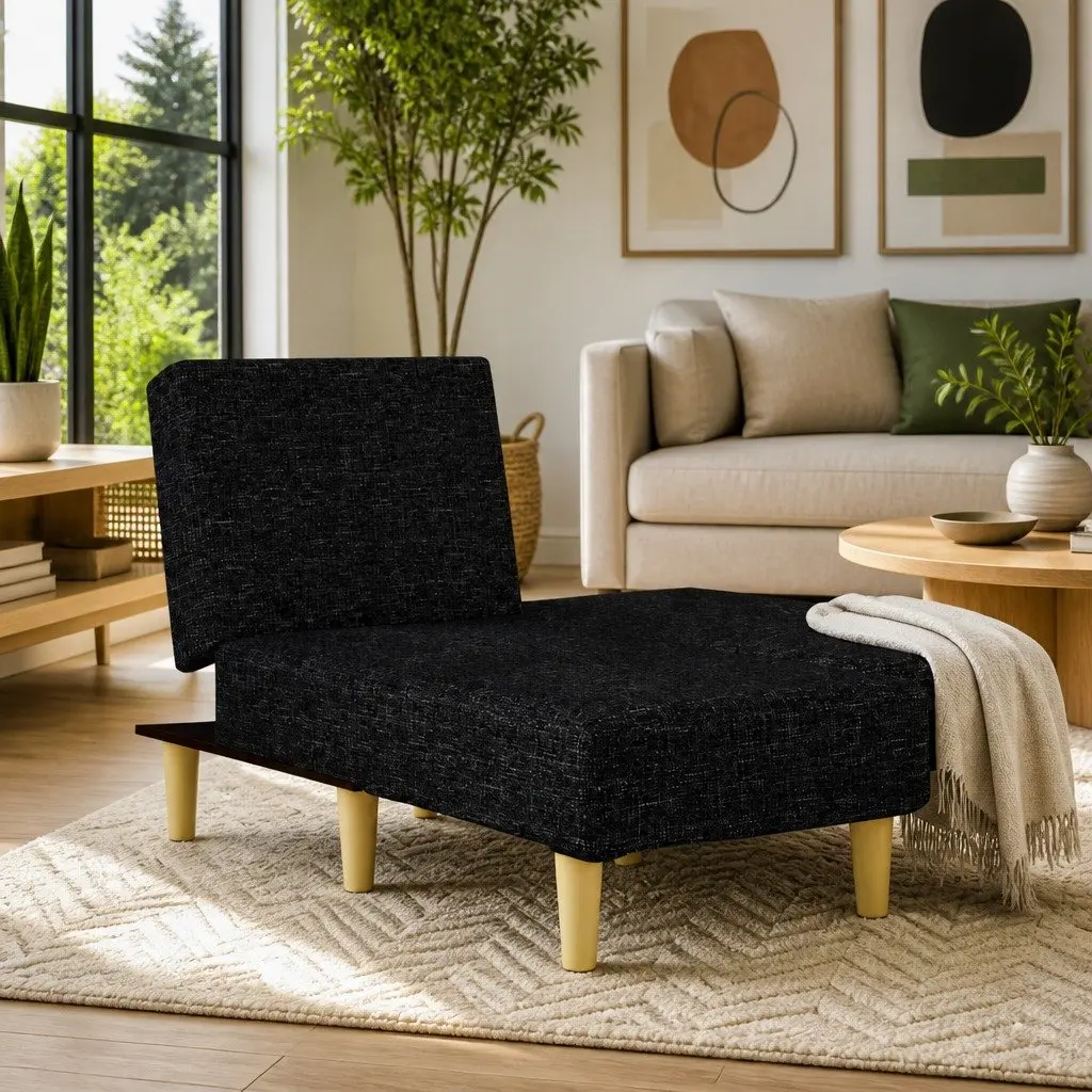 Black Fabric Chaise Longue for Relaxation