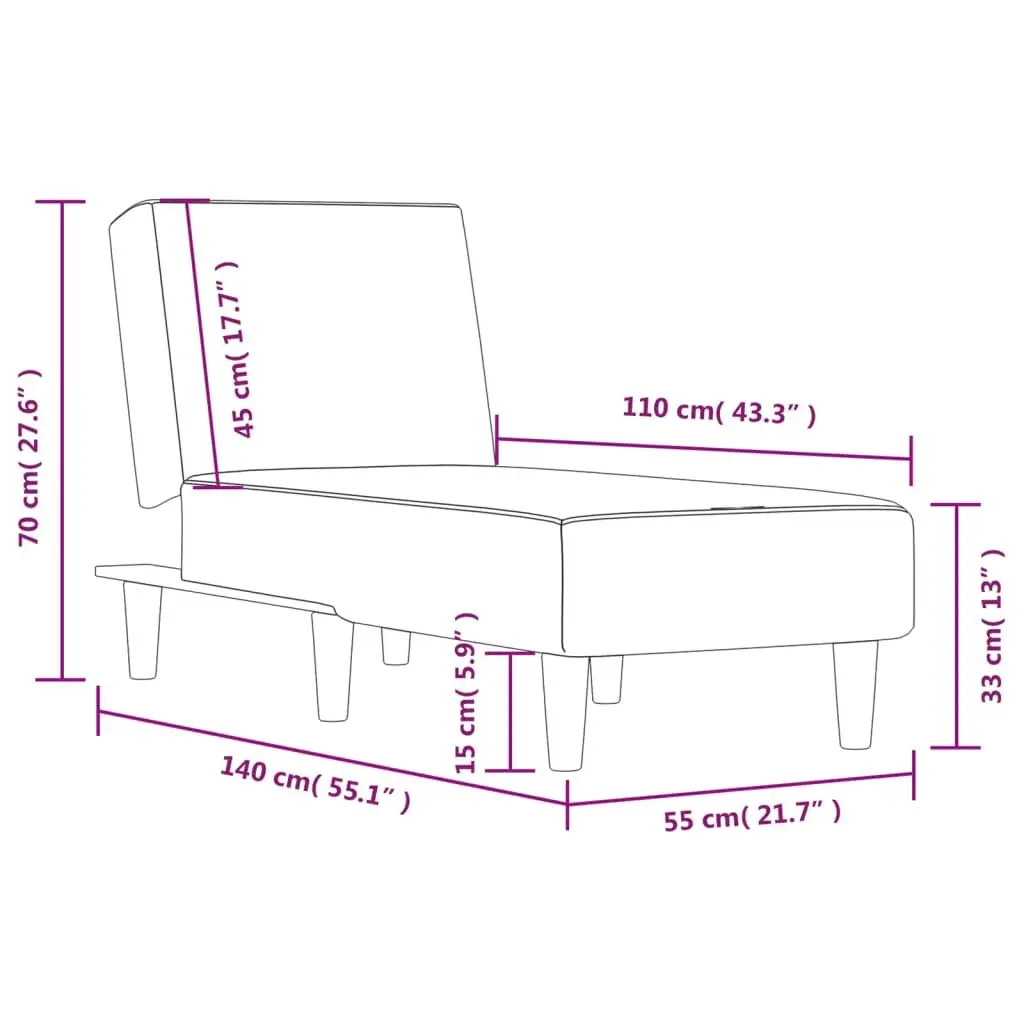 Black Fabric Chaise Longue for Relaxation