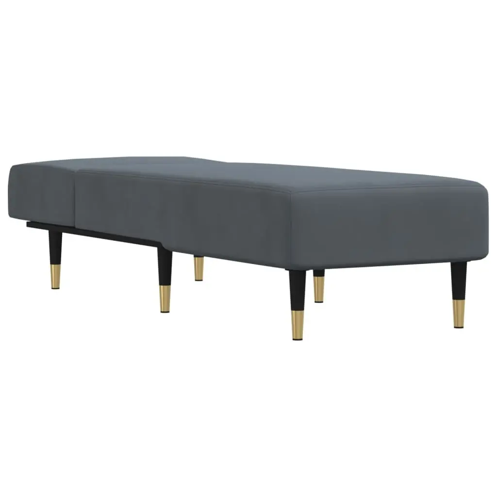 Chaise Longue Recliner Convertible Velvet Lounger 3 Position Grey
