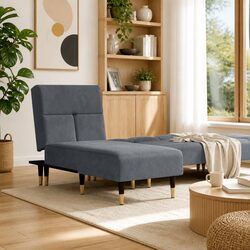 Comfortable Grey Velvet Chaise Longue with Modern Design