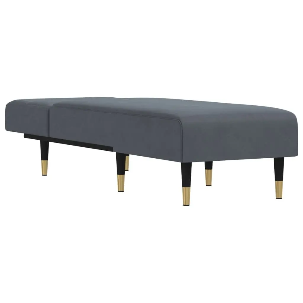 Chaise Longue Reclining Lounge Chair Grey Velvet 3-Position Convertible Sleeper