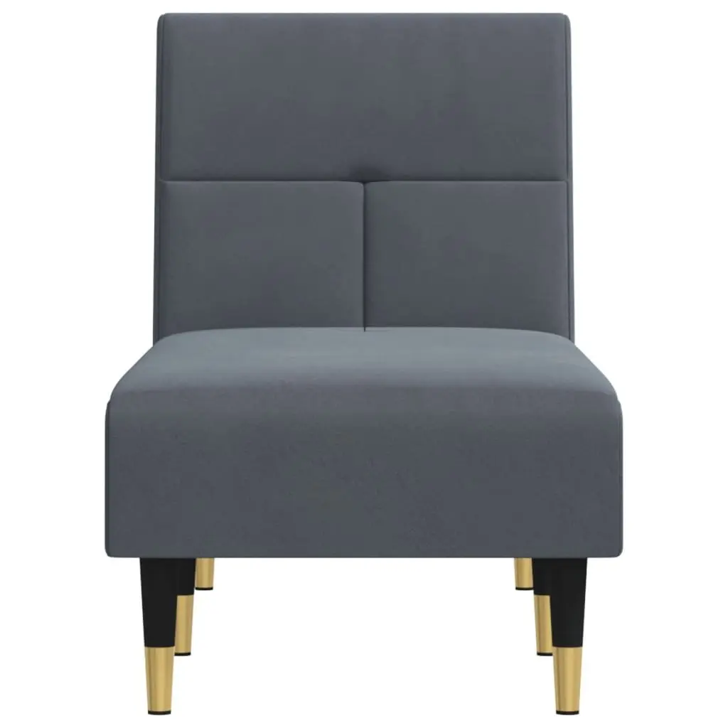 Chaise Longue Reclining Lounge Chair Grey Velvet 3-Position Convertible Sleeper