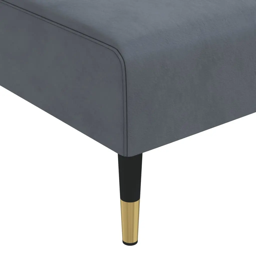 Chaise Longue Reclining Lounge Chair Grey Velvet 3-Position Convertible Sleeper