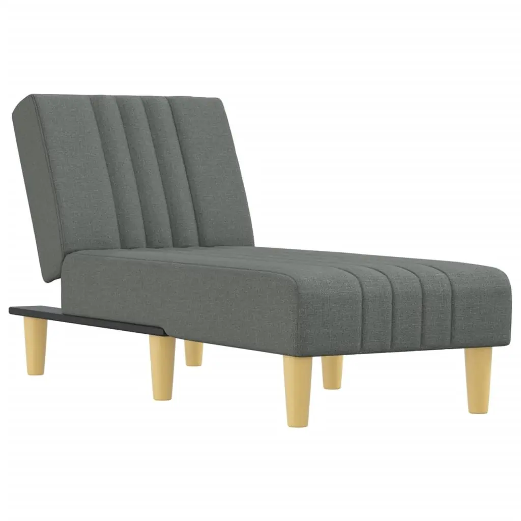 Reclining Lounge Chair Grey Fabric Convertible Sofa 3 Positions Chaise Longue