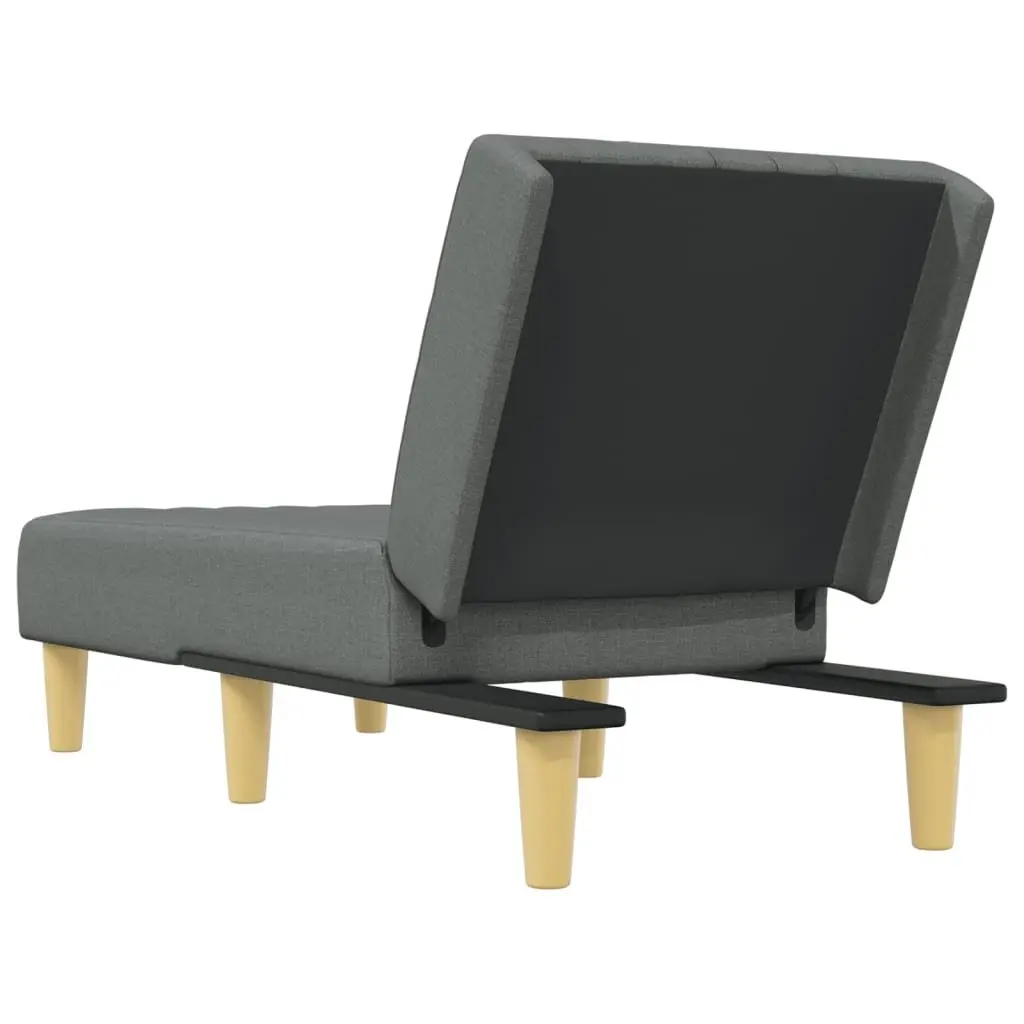 Reclining Lounge Chair Grey Fabric Convertible Sofa 3 Positions Chaise Longue