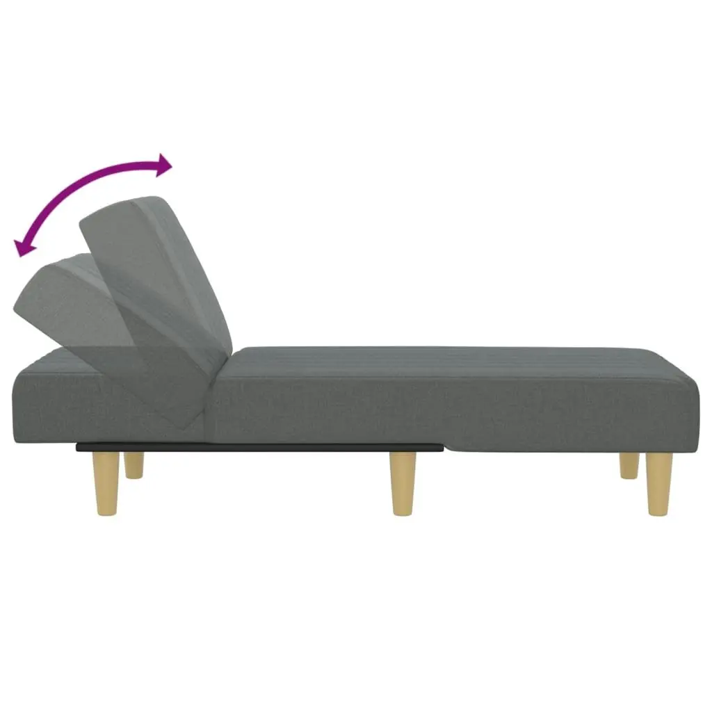 Reclining Lounge Chair Grey Fabric Convertible Sofa 3 Positions Chaise Longue
