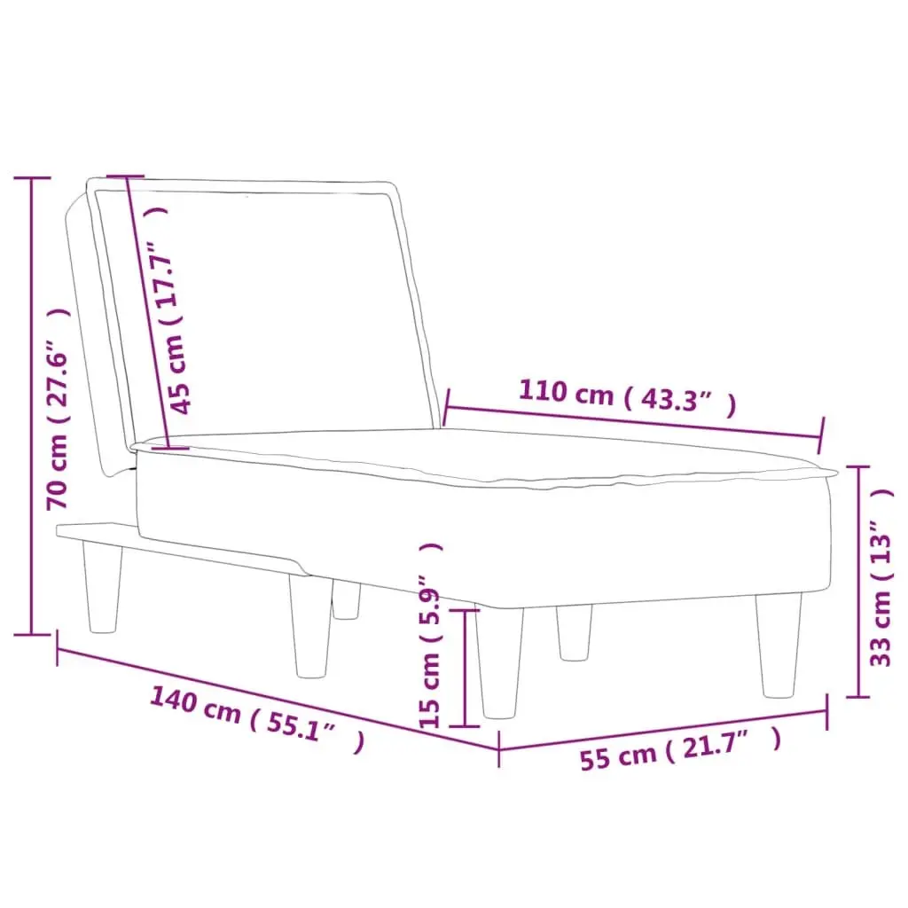 Dark Grey Chaise Longue with Three Positions