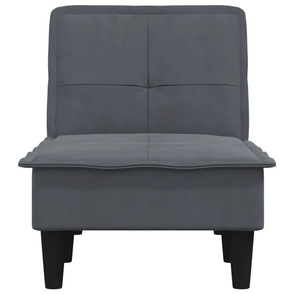 Chaise Longue Reclining Lounge Chair Grey Velvet Convertible 3 Position Sofa Bed