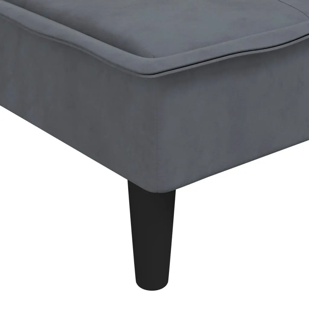 Chaise Longue Reclining Lounge Chair Grey Velvet Convertible 3 Position Sofa Bed