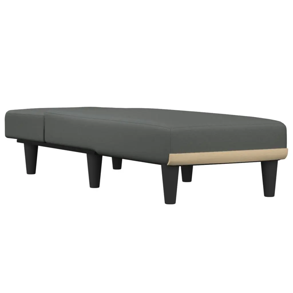 Reclining Lounge Chair Grey Fabric Convertible Chaise Longue for Sitting Lounging Sleeping