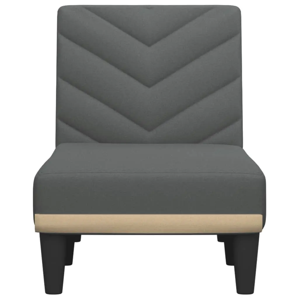 Reclining Lounge Chair Grey Fabric Convertible Chaise Longue for Sitting Lounging Sleeping