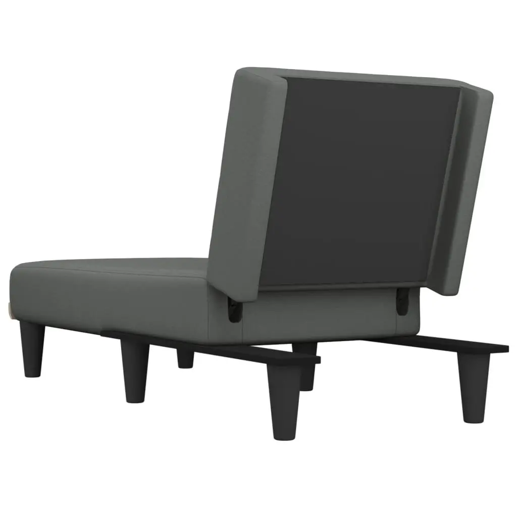 Reclining Lounge Chair Grey Fabric Convertible Chaise Longue for Sitting Lounging Sleeping