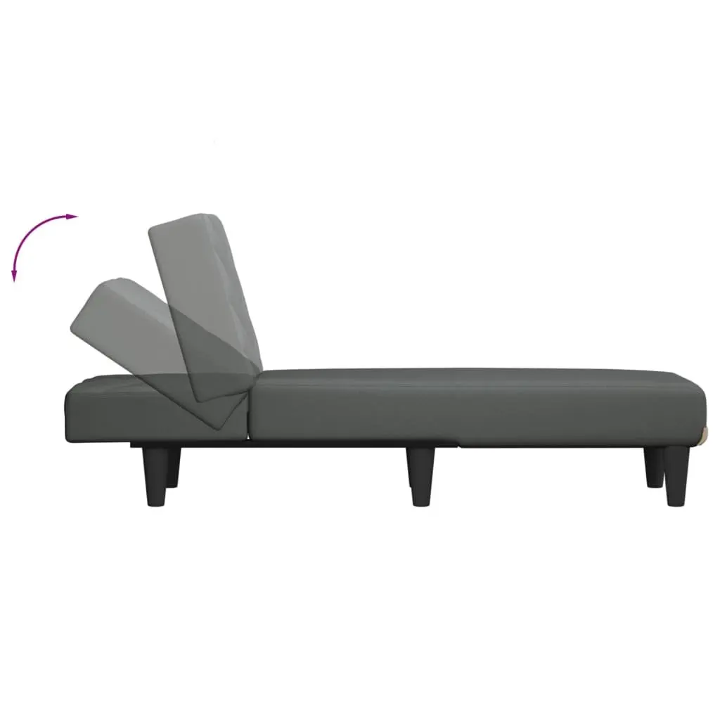 Reclining Lounge Chair Grey Fabric Convertible Chaise Longue for Sitting Lounging Sleeping