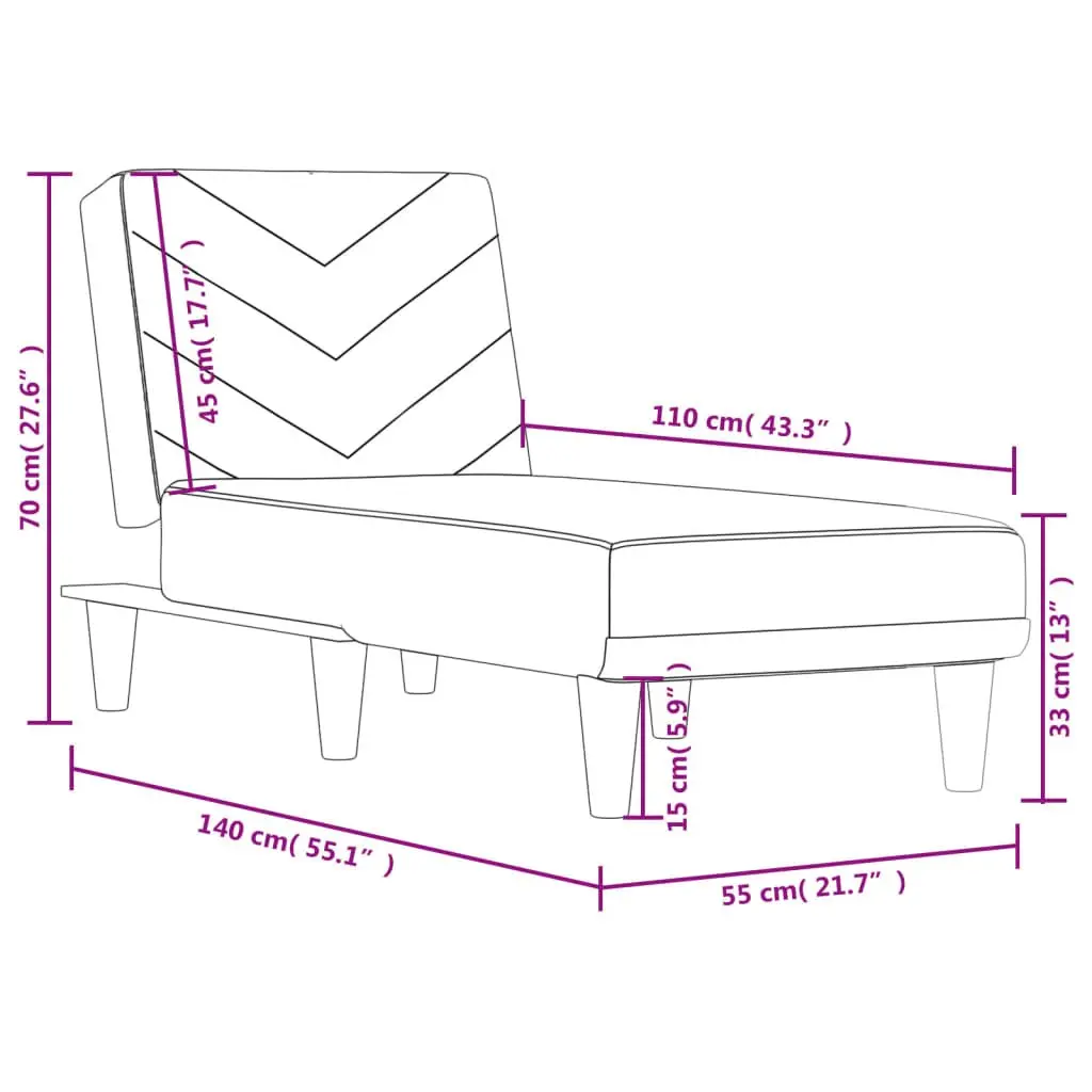 Reclining Lounge Chair Grey Fabric Convertible Chaise Longue for Sitting Lounging Sleeping