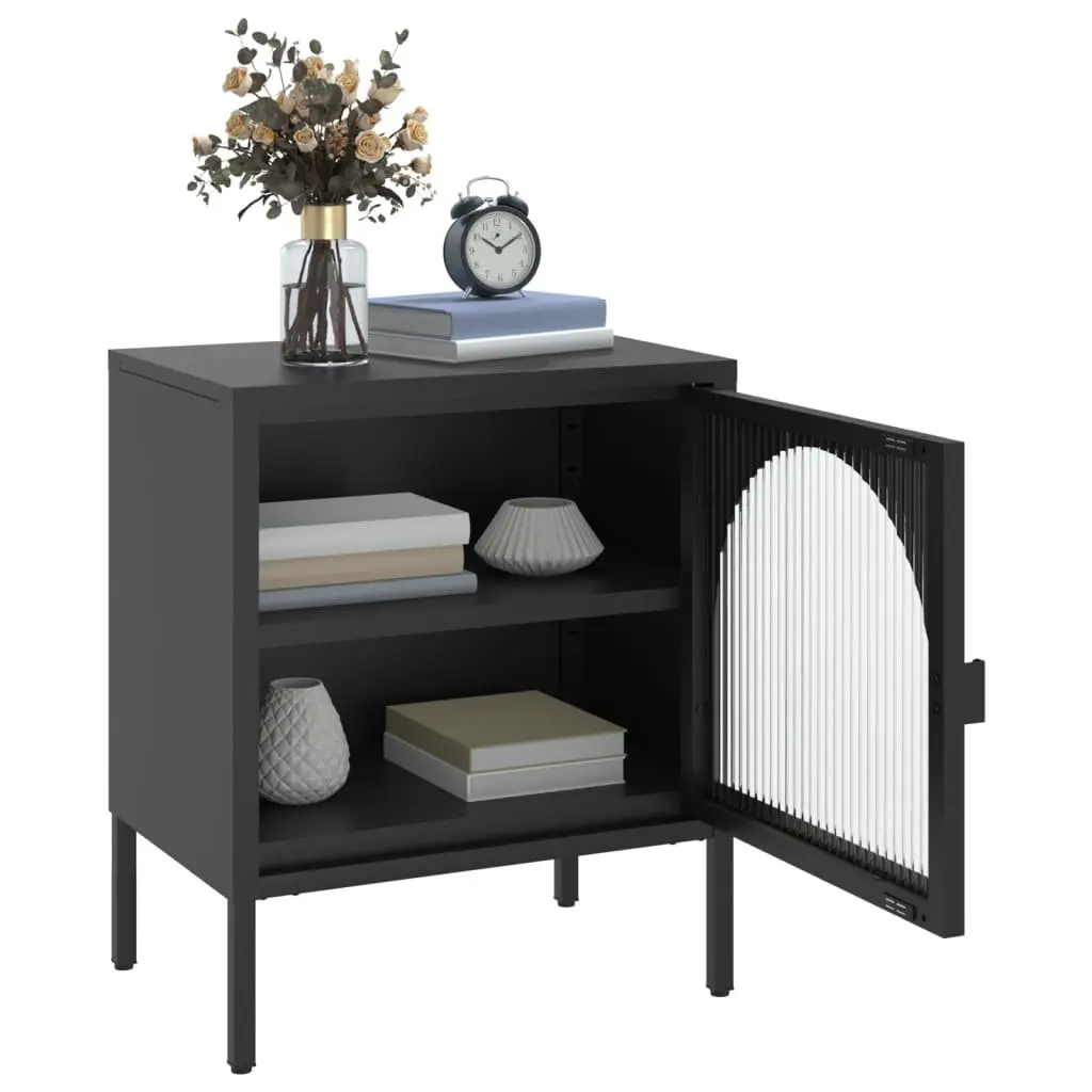 Black Nightstand with Storage and Style