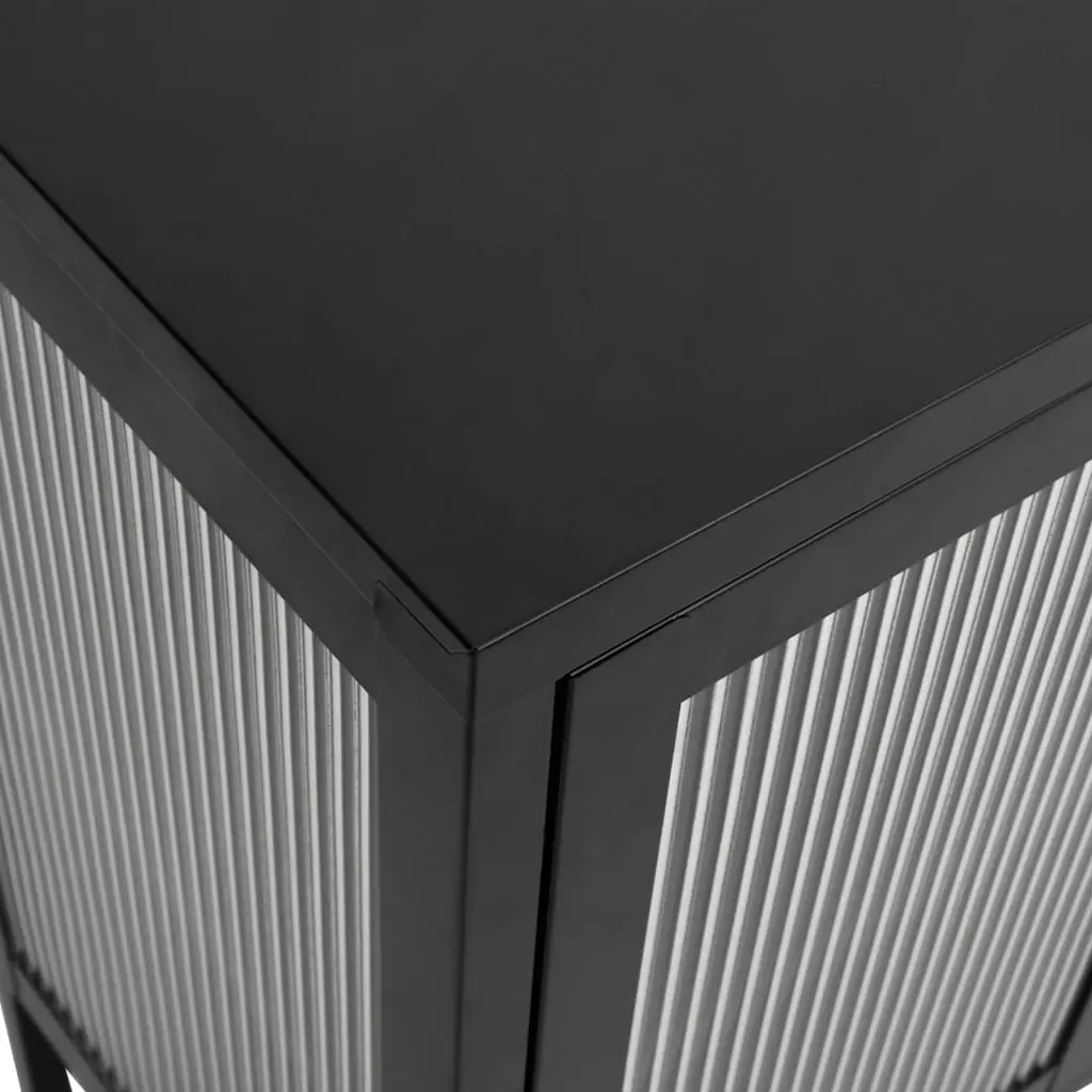 Sideboard Cabinet Storage 105x35x70 cm Black Fluted Glass Steel