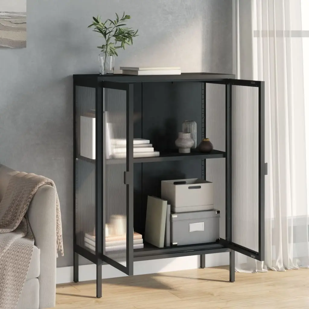 Black Steel Sideboard with Ample Storage Space