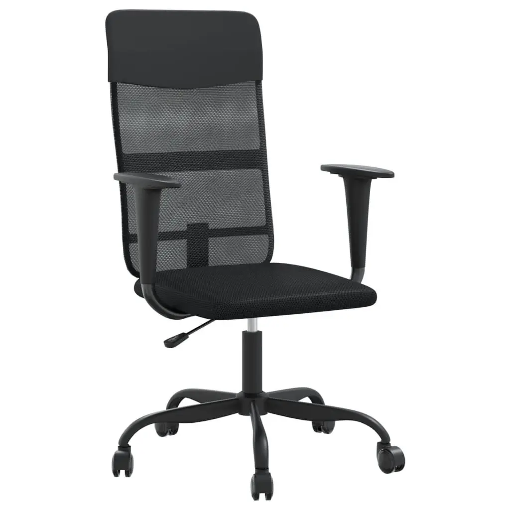 Office Chair Height Adjustable Swivel Desk Seat Black Mesh Fabric Faux Leather