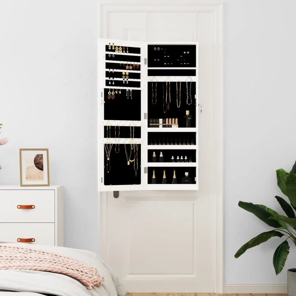 Wall Mounted Jewellery Cabinet Storage Organiser Full Length Mirror White
