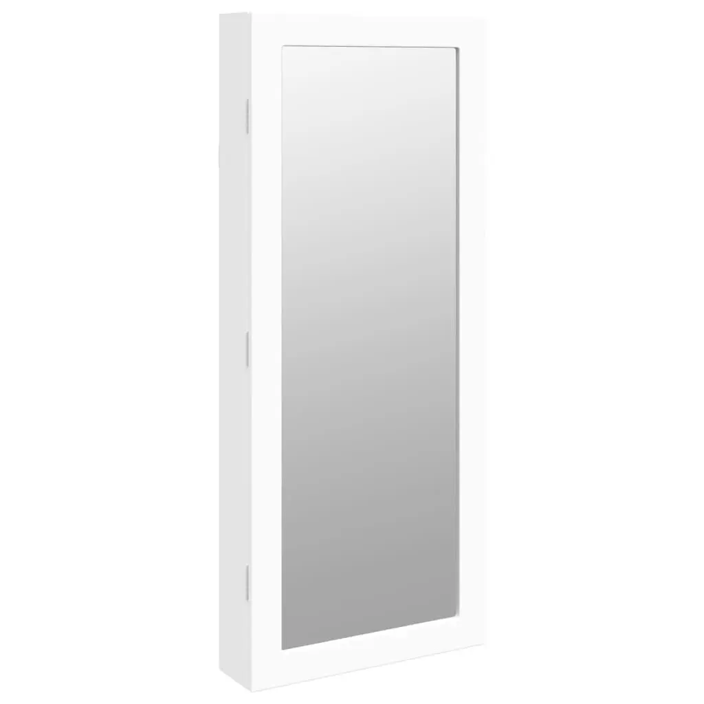 Mirror Jewellery Cabinet Wall Mounted LED Lights Organiser White