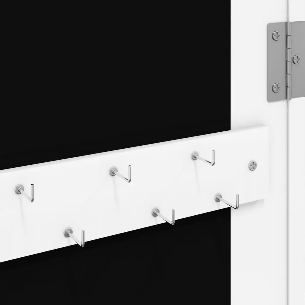 Mirror Jewellery Cabinet Wall Mounted LED Lights Organiser White