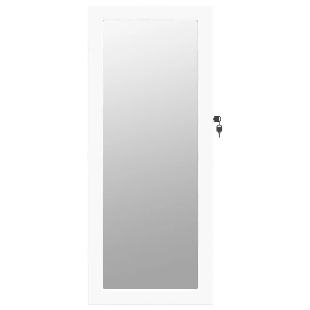 Mirror Jewellery Cabinet Wall Mounted LED Lights Organiser White