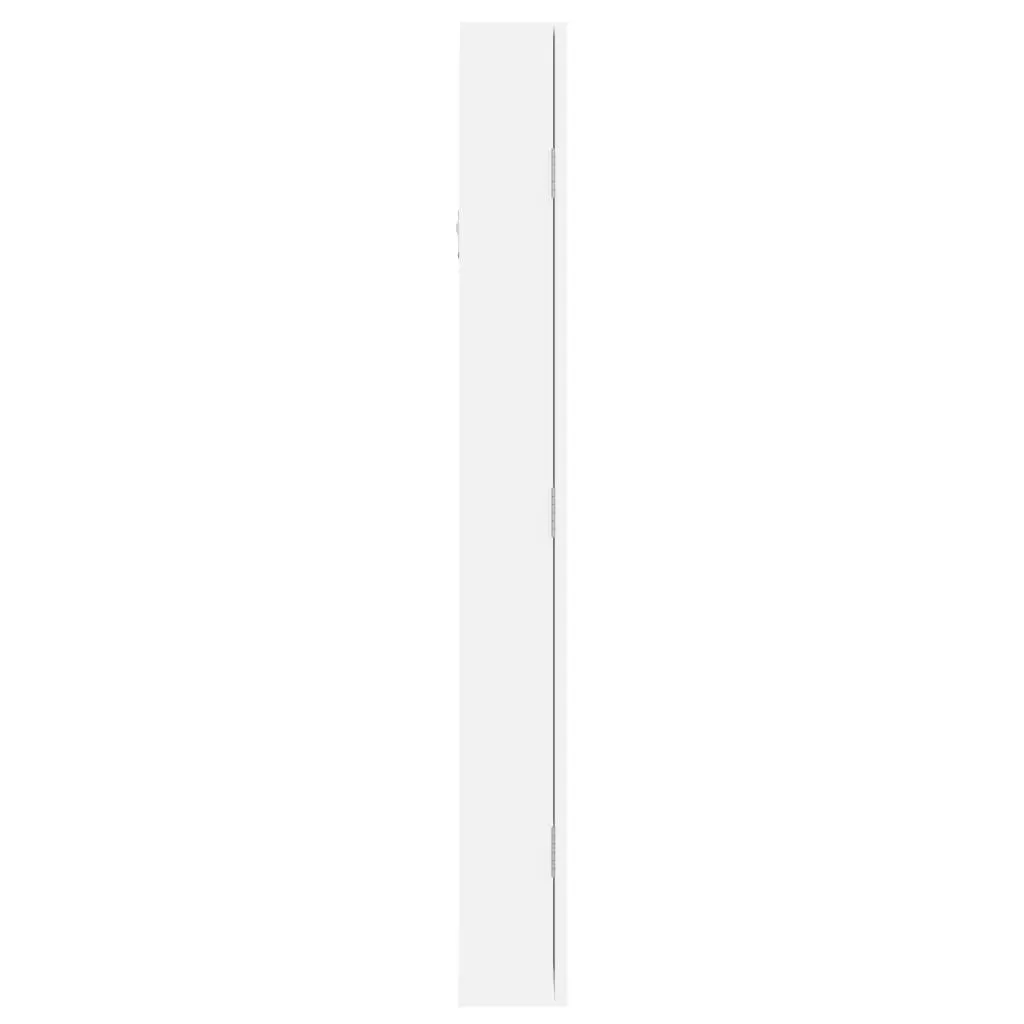 Mirror Jewellery Cabinet Wall Mounted LED Lights Organiser White