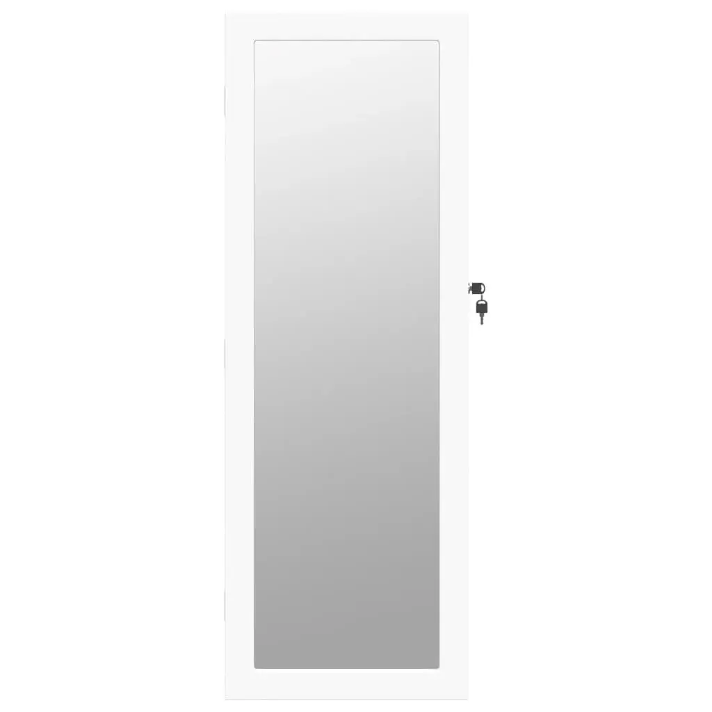 Wall Mounted Mirror Jewellery Cabinet with LED Lights Storage Organiser White