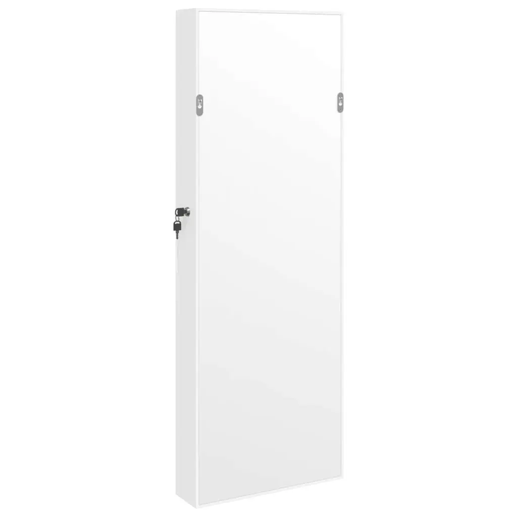 Wall Mounted Mirror Jewellery Cabinet with LED Lights Storage Organiser White