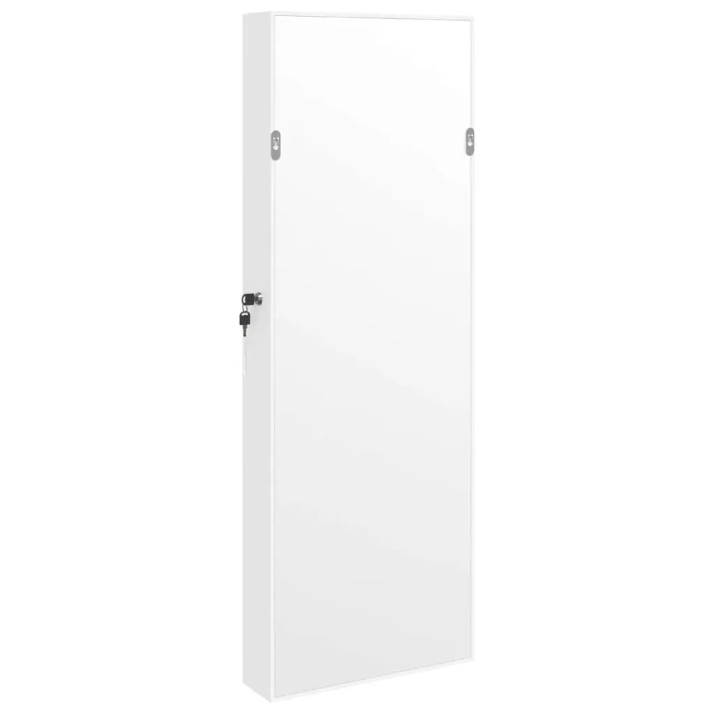 Jewellery Storage Cabinet with Full-length Mirror LED Lights White Wall Mounted