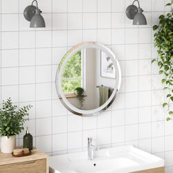 LED Bathroom Mirror 50cm Round with Integrated Lights USB Powered Wall Mount