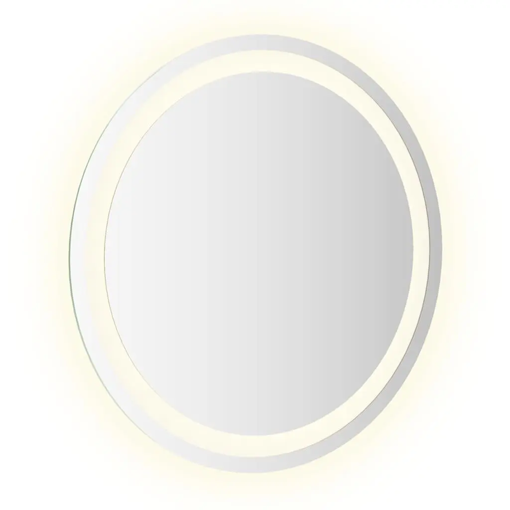 Round LED Mirror 50cm Transparent with Integrated Lights USB Powered Wall Mount