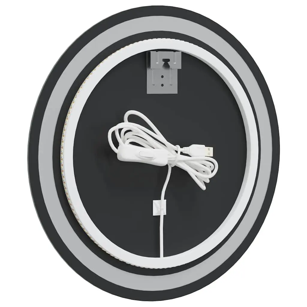 Round LED Mirror 50cm Transparent with Integrated Lights USB Powered Wall Mount
