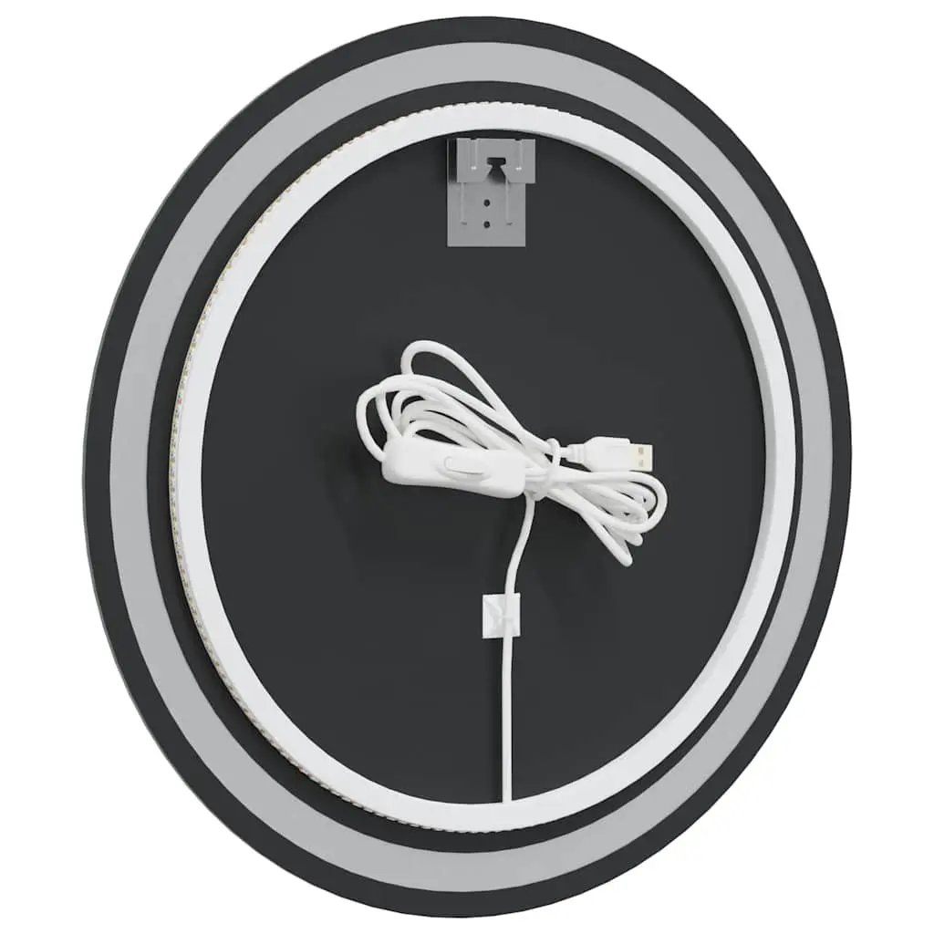 LED Bathroom Mirror Round 60cm Integrated Lights USB