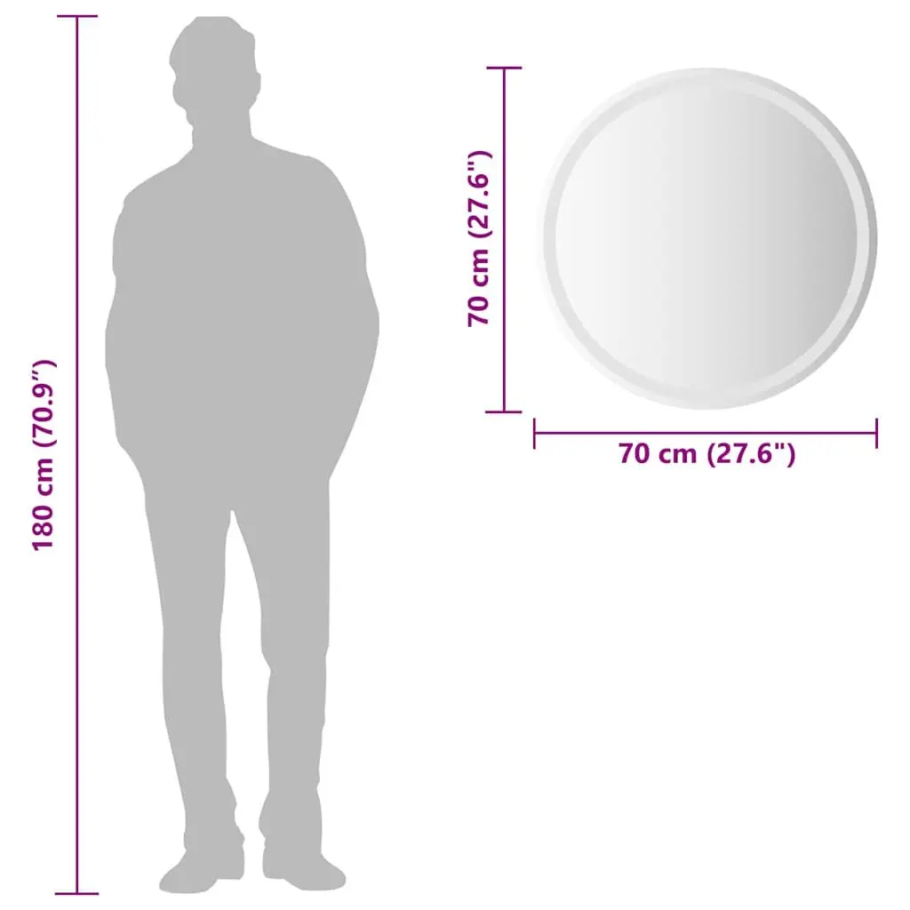 LED Bathroom Mirror Round Illuminated 70cm Transparent