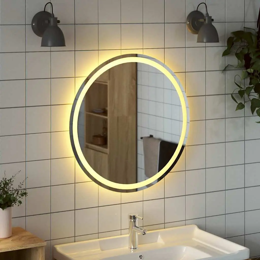 LED Bathroom Mirror Round Illuminated 70cm Transparent