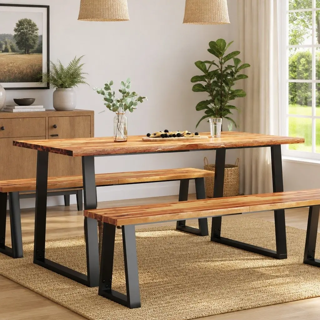 Dining Table 160x80x75 cm Live Edge Solid Wood Kitchen Room Furniture Brown