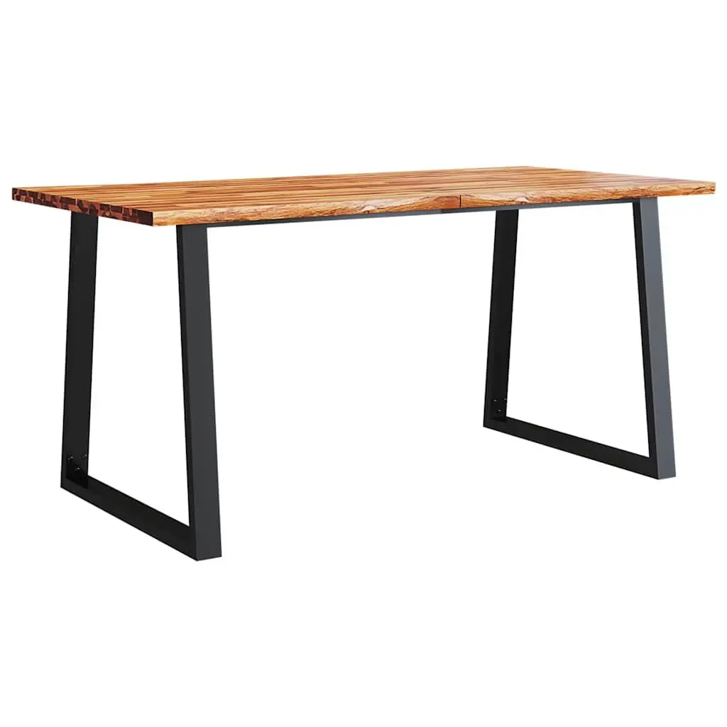 Dining Table 160x80x75 cm Live Edge Solid Wood Kitchen Room Furniture Brown