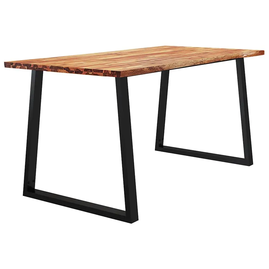 Dining Table 160x80x75 cm Live Edge Solid Wood Kitchen Room Furniture Brown