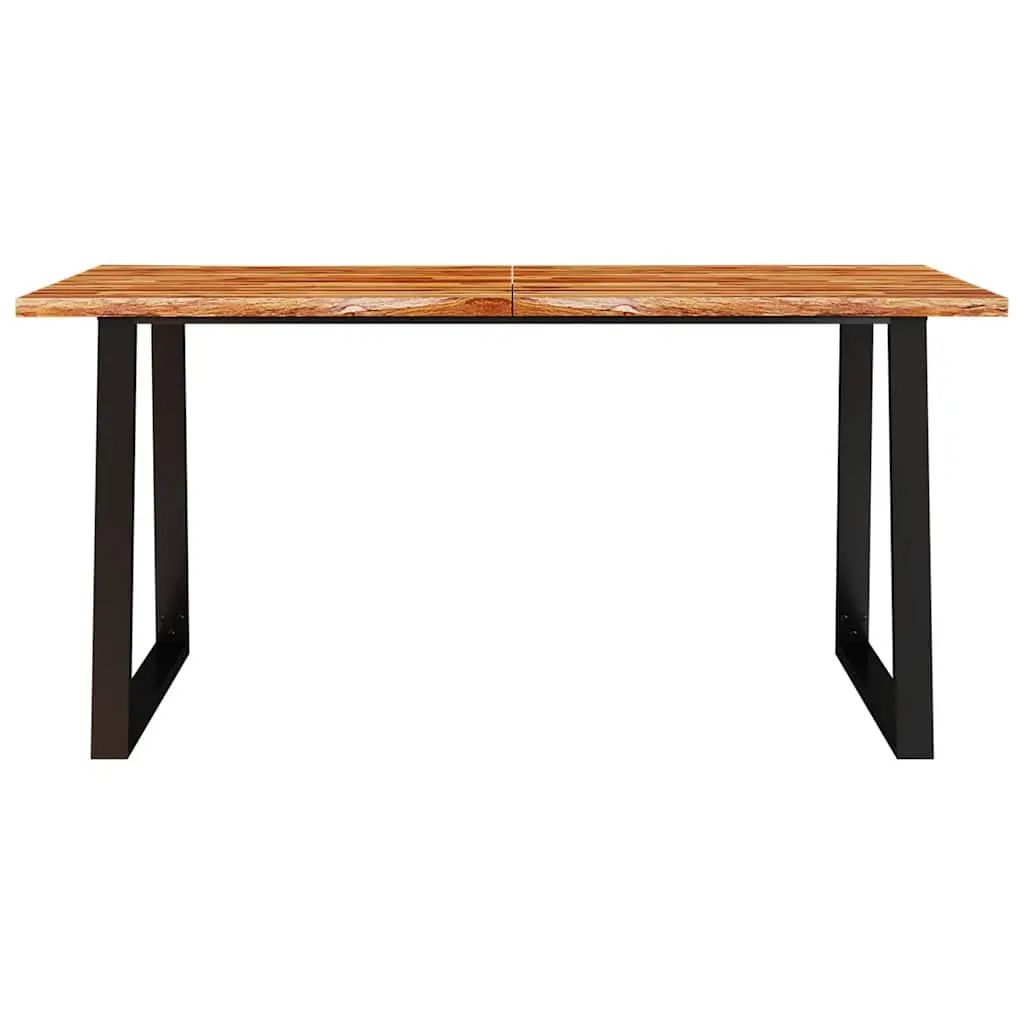 Dining Table 160x80x75 cm Live Edge Solid Wood Kitchen Room Furniture Brown