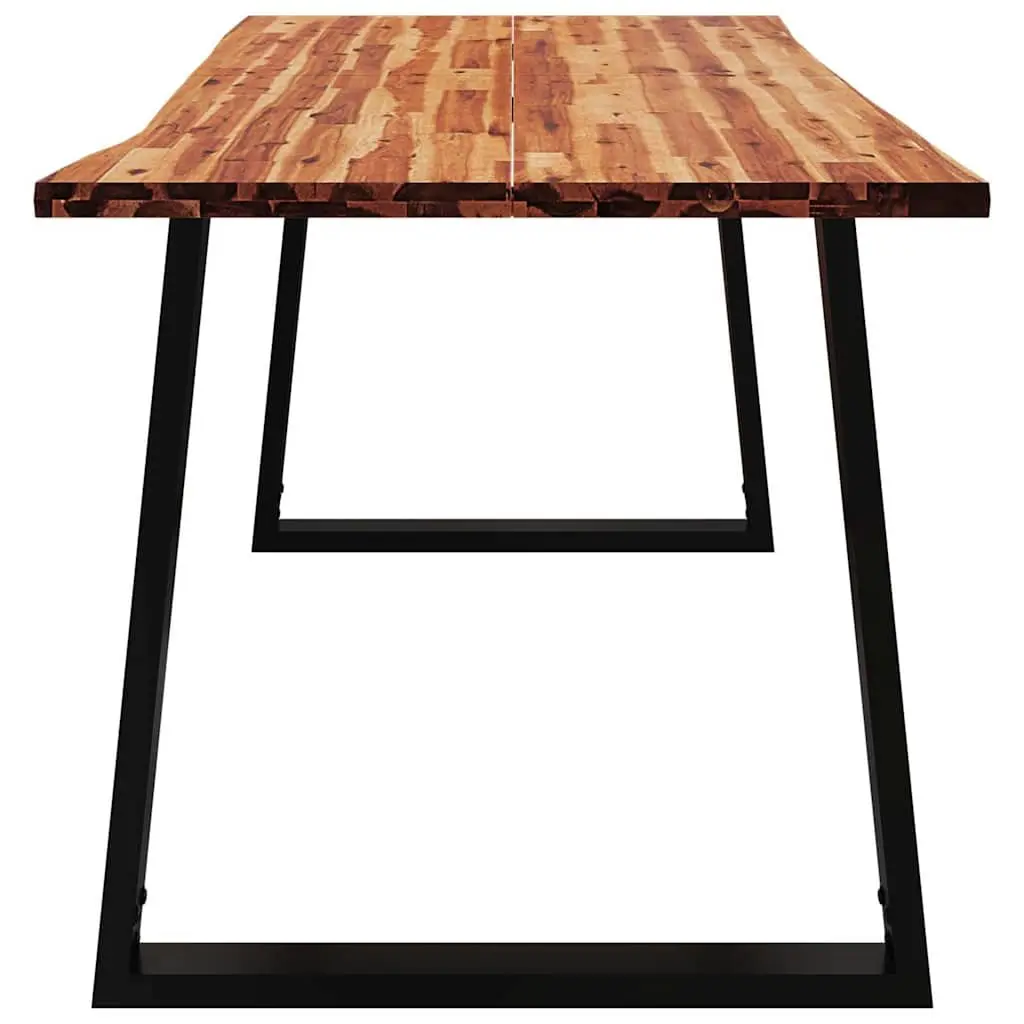 Dining Table 160x80x75 cm Live Edge Solid Wood Kitchen Room Furniture Brown
